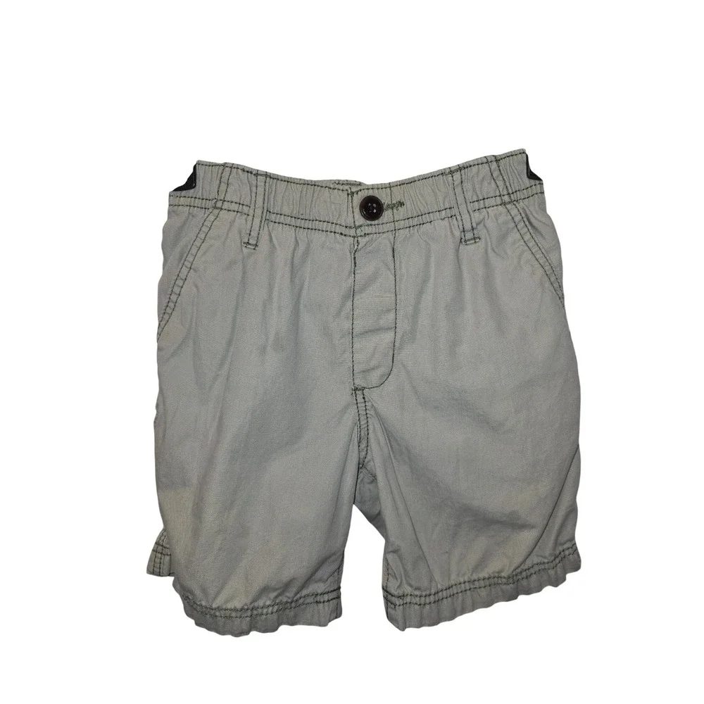 OshKosh Bgosh Boys Sage Green Cotton Cargo Shorts Size 6 Elastic‎ Waist Utility